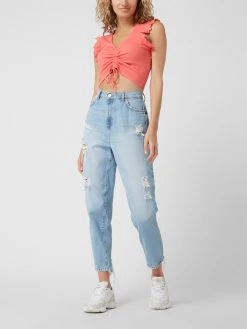 Only Crop Top Mit Raffungen Modell 'Laila' - Koralle