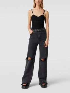 REVIEW Crop Top In Ripp-Optik - Schwarz