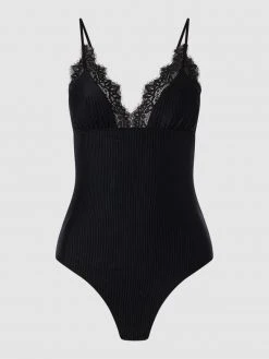 Mango Body Mit Spitzenbesatz - Schwarz