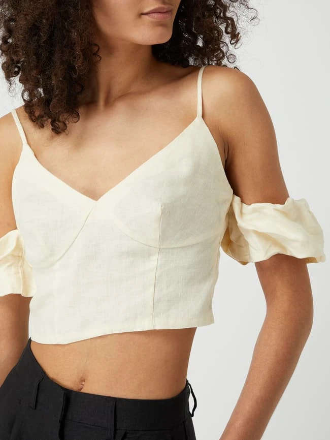 NA-KD Crop Top Aus Leinen - Beige 3 NA-KD Crop Top Aus Leinen - Beige – Bild 3