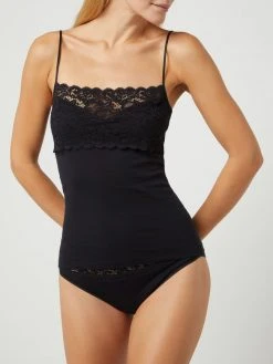 Hanro Top Aus Merzerisierter Baumwolle Mit Spitze Modell 'Moments' - Schwarz