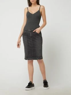 REVIEW Top Aus Baumwoll-Viskose-Mix - Mittelgrau Meliert