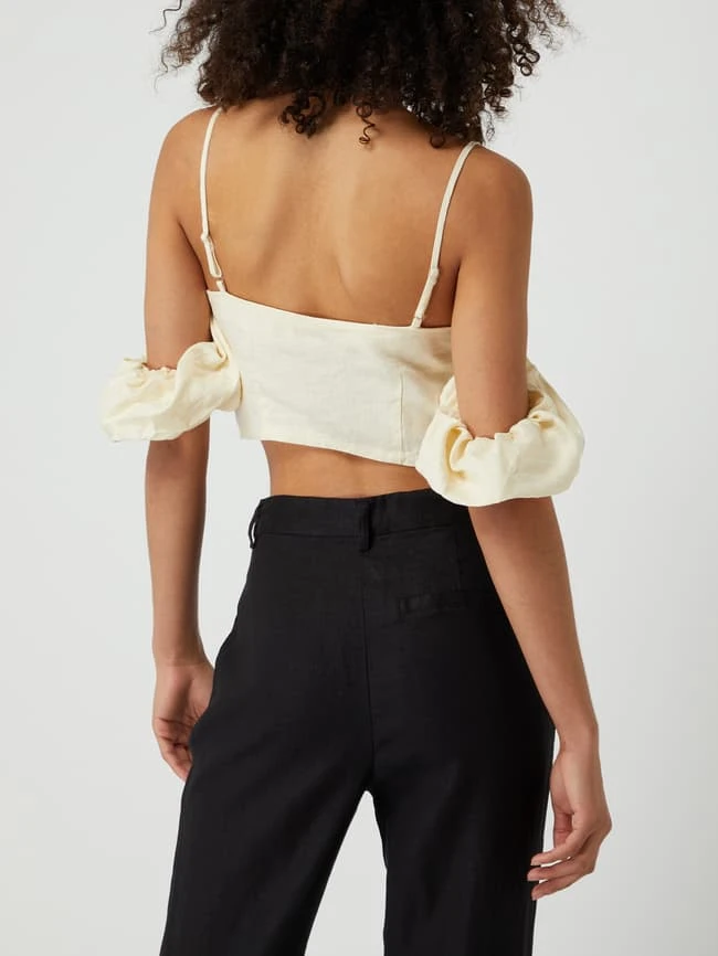 NA-KD Crop Top Aus Leinen - Beige 5 NA-KD Crop Top Aus Leinen - Beige – Bild 5