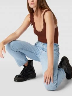 REVIEW Crop Top Mit Spitzenbesatz - Schlamm