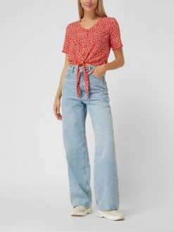 Pieces Cropped Bluse Aus Viskose Modell 'Nya' - Rot