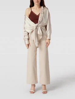 REVIEW Crop Top Mit Spitzenbesatz - Schokobraun