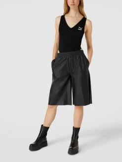 Puma Body Mit Logo-Stitching Modell 'Classics Ribbed Bodysuit' - Schwarz