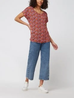 Fransa Blusenshirt Mit Floralem Muster Modell 'Fedot' - Koralle