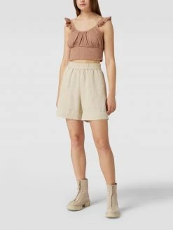 REVIEW Crop Top Im Smok-Design - Schlamm