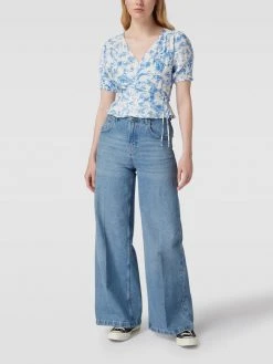 Mango Wickelbluse Mit Allover-Muster - Ozean Blau