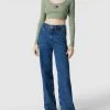 Tommy Jeans Cropped Longsleeve Mit Label-Patch Modell 'CROP RIB CENTER BADGE' - Mint