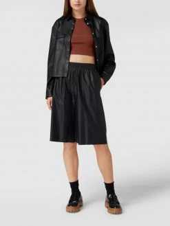 REVIEW Crop Top Mit Label-Stitching - Schokobraun