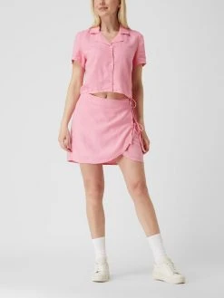 Only Cropped Bluse Aus Leinenmischung Modell 'Caro' - Pink