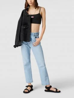 Tommy Jeans Crop Top Mit Label-Patch Modell 'CROP RIB BADGE' - Schwarz