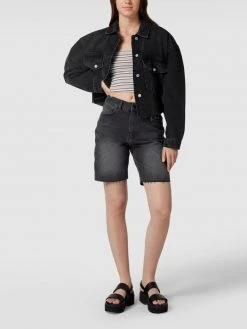 REVIEW Crop Top In Ripp-Optik - Mittelgrau Meliert