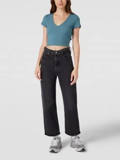 Guess Crop Shirt In Ripp-Optik - Rauchblau