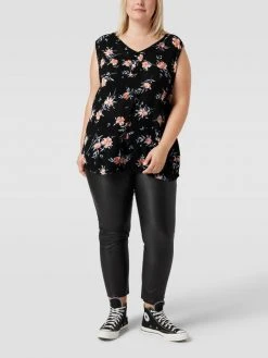 KAFFE Curve PLUS SIZE Bluse Mit Allover-Muster - Schwarz