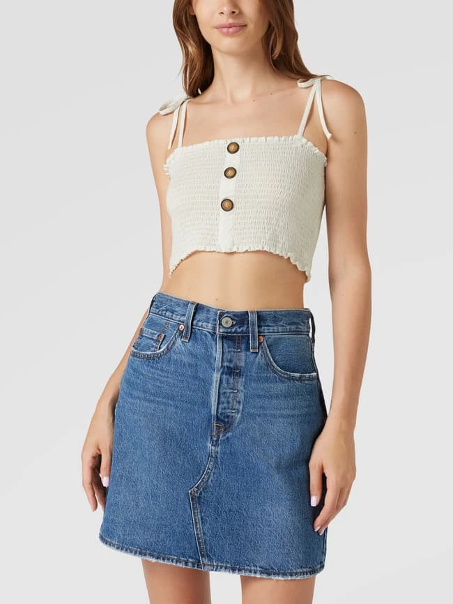 Only Crop Top Mit Smok-Details - Offwhite 4 Only Crop Top Mit Smok-Details - Offwhite – Bild 4