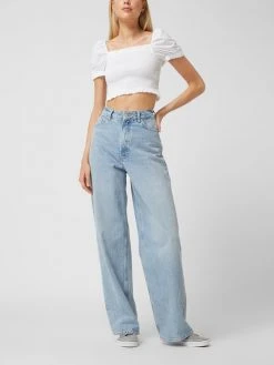 DKNY Jeans Cropped Blusenshirt Mit Rüschen - Weiß