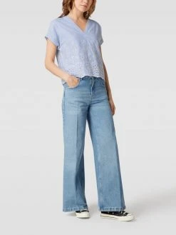 Jake*s Collection Blusenshirt Mit Lochstickerei - Marineblau