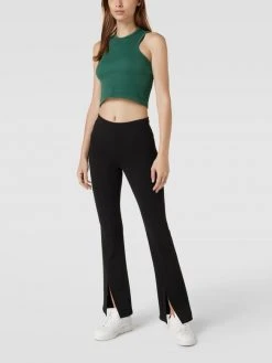 Only Crop Top In Ripp-Optik - Dunkelgrün