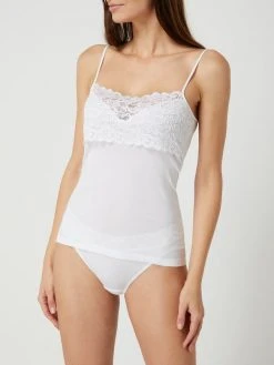 Hanro Top Aus Merzerisierter Baumwolle Mit Spitze Modell 'Moments' - Weiß