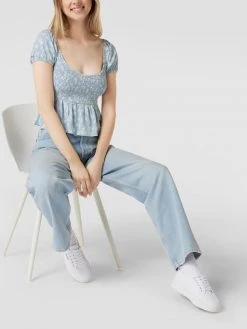 REVIEW Crop Top Mit Floralem Muster - Eisblau