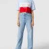 Tommy Jeans Oversized Crop Shirt Mit Logo-Stitching - Hellblau