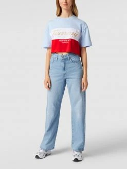 Tommy Jeans Oversized Crop Shirt Mit Logo-Stitching - Hellblau