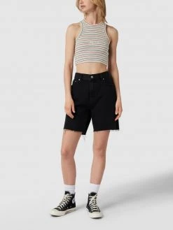REVIEW Crop Top Mit Label-Stitching - Mittelgrau Meliert