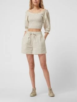 Gina Tricot Cropped Off-Shoulder-Blusenshirt Aus Seersucker Modell 'Evren' - Sand